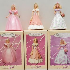 Barbie Vintage 1995, 1996, 1997 Springtime Easter Ornaments Hallmark Lot of 3
